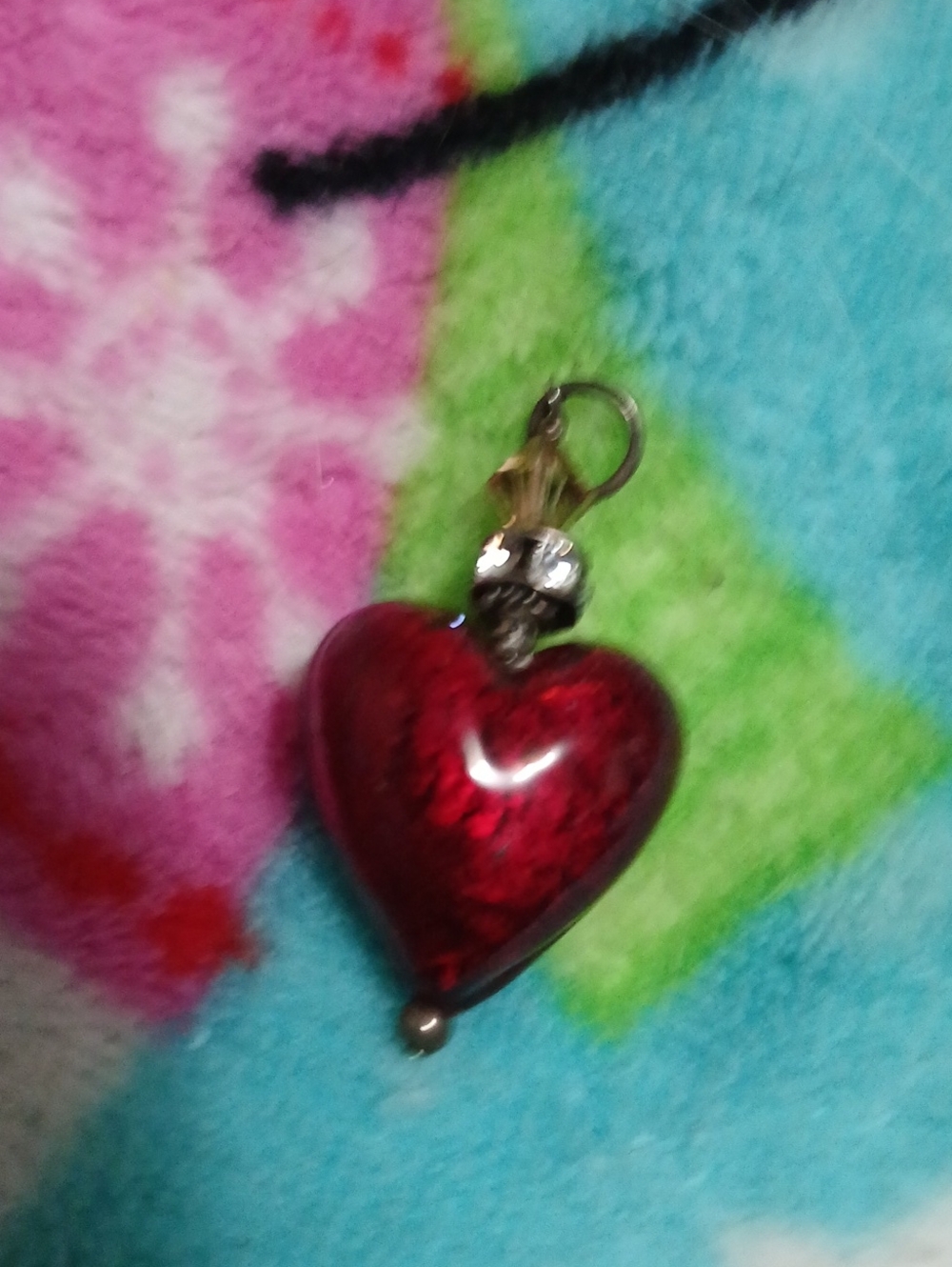 KAY JEWELERS CHARMED MEMORIES RED MURANO HEART DANGLE CHARM STERLING SILVER